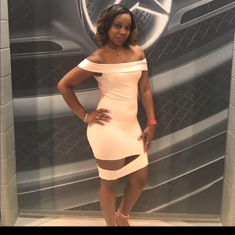 Blush Off The Shoulder Cut Out Dress